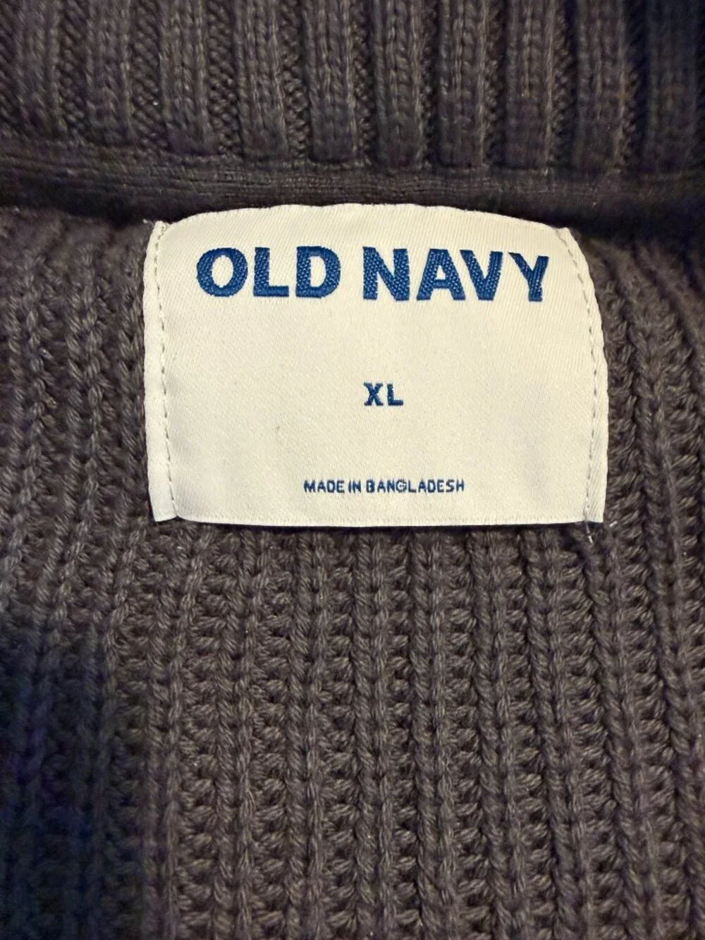 OLD NAVY Cotton Knit Sweater Zip Charcoal Gray XL